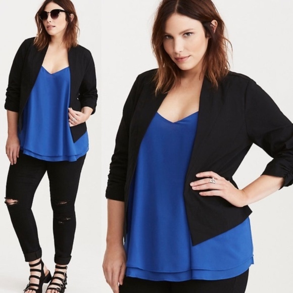 torrid Jackets & Blazers - TORRID Deluxe Stretch Ruched Sleeved Blazer 2